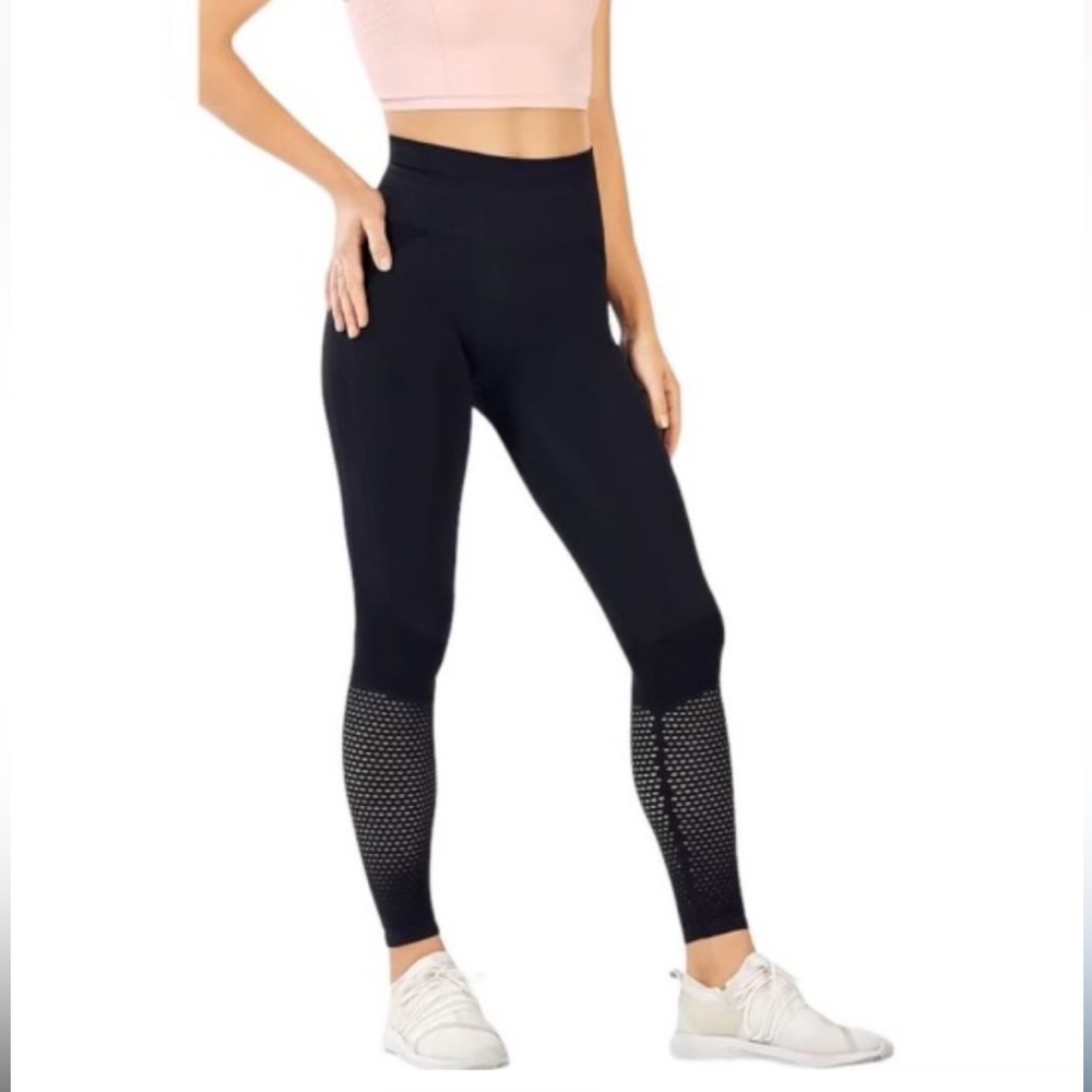 Fabletics Black High-Waisted Seamless Mesh Legging